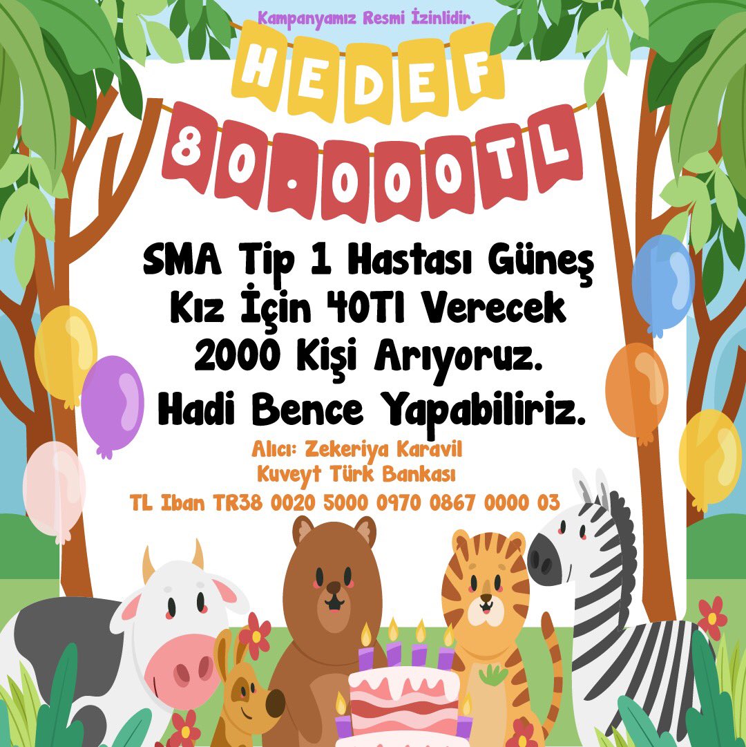 Bugün Sma tip 1 hastası Güneş bebeğimiz için 40 TL göndererek iyilikte bulunabilecek 2000 güzel kalbe ihtiyacımız var. Zamanımız az, mücadelemiz büyük ve iyilik bulaşıcı, iyilikle dolsun her yanınız☀️
Yardımlarınızla başarabiliriz.
#guneseumutol