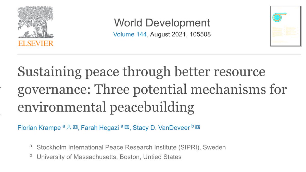 #SustainingPeace through better resource governance: Three potential mechanisms for environmental peacebuilding

🆕📰⏩ doi.org/10.1016/j.worl…