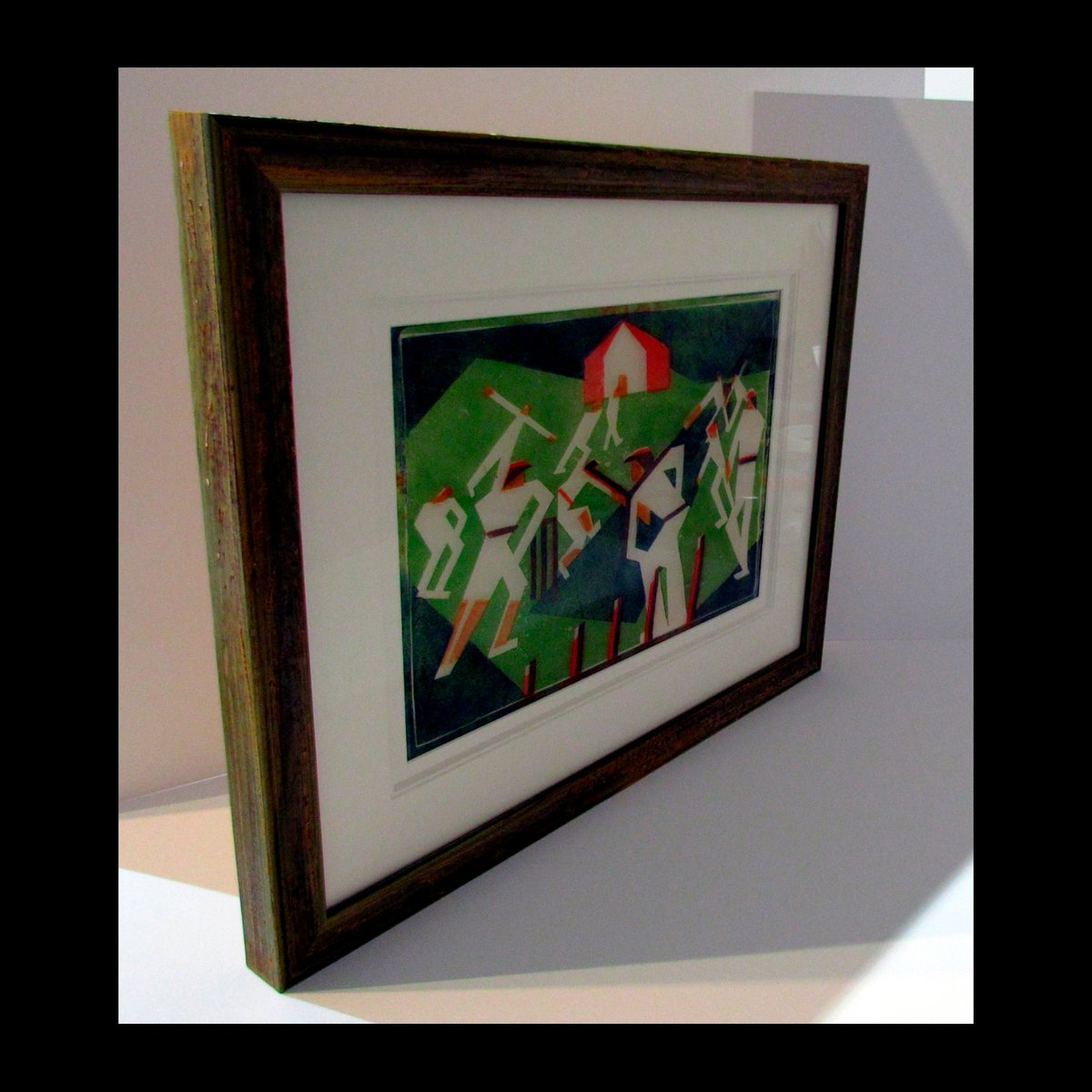 It's just not cricket!
Beautiful Edith Lawrence signed lino cut print in complimentary green &amp; gold frame, overlay mount &amp; museum glass framed just in time for the lifting of team sport playing restrictions

#cricket #sportingart #modernbritishart #pictureframing #theartofsport