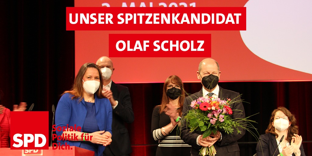 💐93,9 % der Delegierten stimmten soeben in der online-Abstimmung für <a href="/OlafScholz/">Olaf Scholz</a> als Spitzenkandidat der SPD Brandenburg. In seiner Rede warb er für eine Gesellschaft des Respekts u. Investitionen in die Zukunft, damit wir die vor uns liegenden Herausforderungen meistern können.