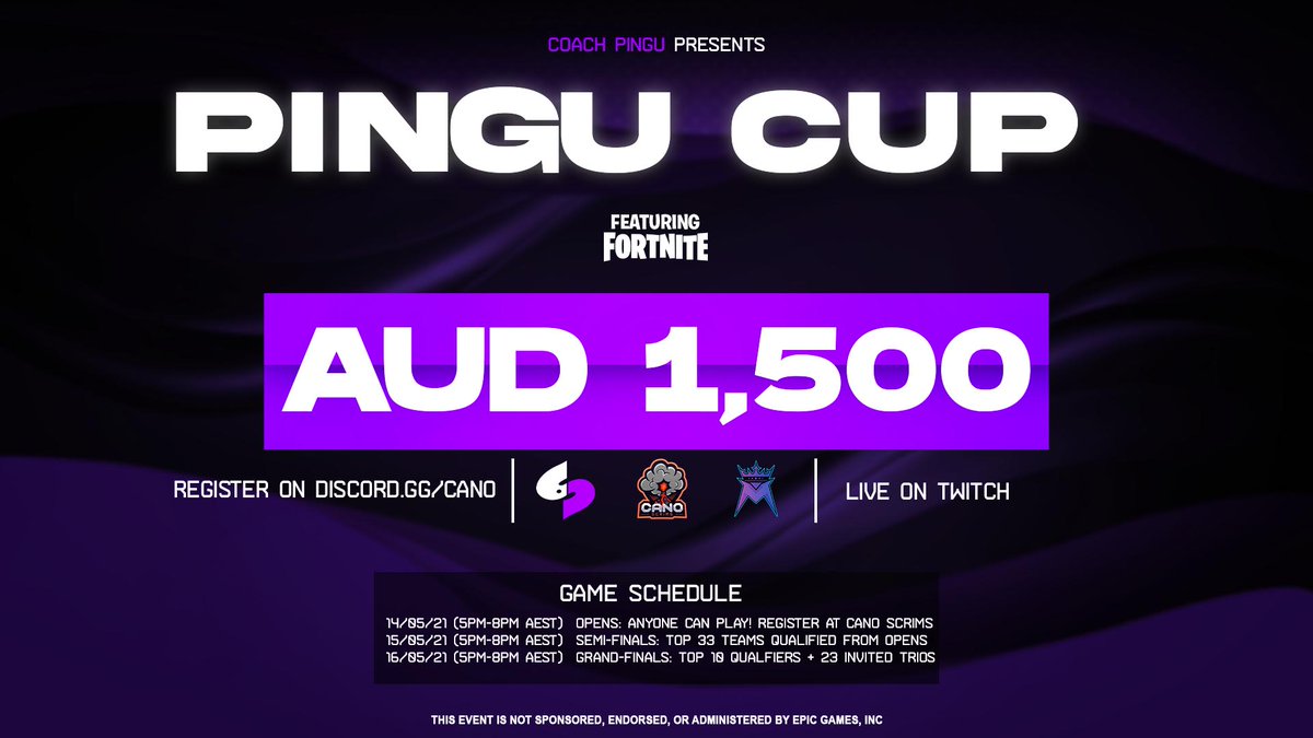 Coach_Pingu's tweet image. OFFICIALLY ANNOUNCING....  PINGU CUP!! 

I've partnered with @SixthSenseESP, @MonarchyEsp &amp;amp; @CanoOCE to bring this killer event. Who wants a FNCS Grands preview and win some of this $1,500 🤔🤑