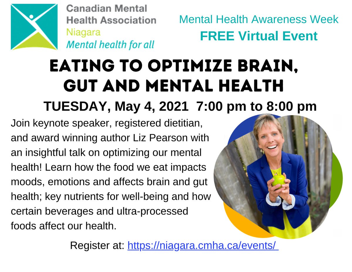 Eating to Optimize Brain Health, Gut Health &amp; Mental Health... I would like to invite you to attend a virtual presentation I will be delivering this Tuesday evening, May 4th from 7:00 pm to 8:00 pm.   Register at the following link: eventbrite.ca/e/eating-to-op…