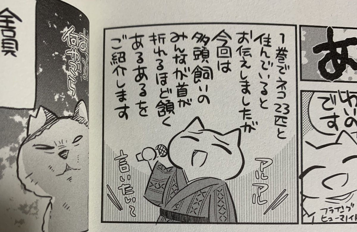 上杉響士郎さんの『オフィスのヒメゴト 幼なじみと』の2巻に、いやらしさの極みみたいな顔をした吉田輝和っぽいおっさんの姿が……!
そして上杉さんちには猫がめっちゃいる……! 