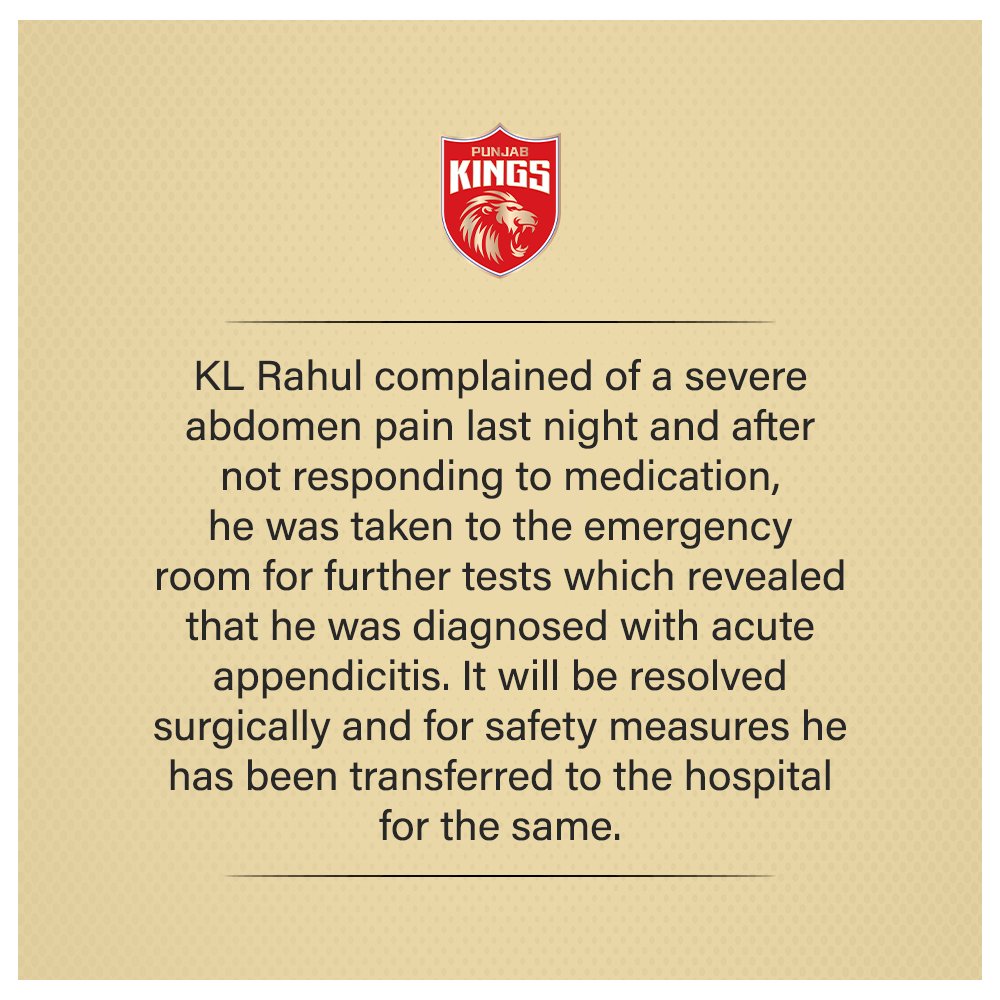 Praying for KL Rahul’s health and speedy recovery 🙏❤️

#SaddaPunjab #PunjabKings #IPL2021