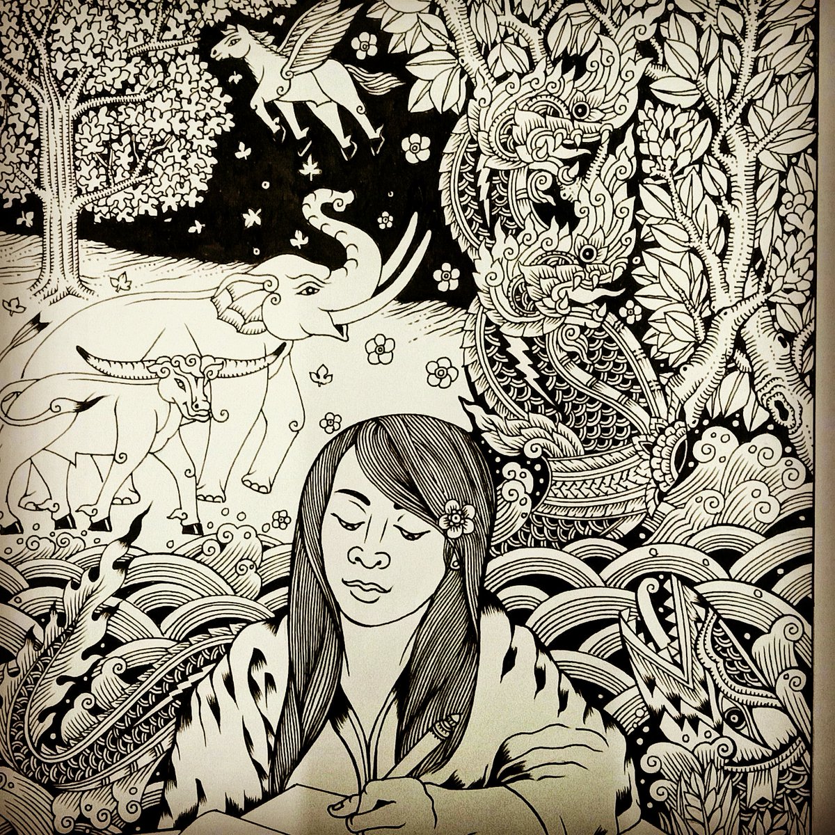 thaoworra's tweet photo. Detail of a 2021 #portrait of #LaoCanadian #writer #souvankhamthammavongsa #laopoet #art #poetry #shortstory #laos by Ajahn Setthithorn #yearoftheox https://t.co/T009dzVgaH