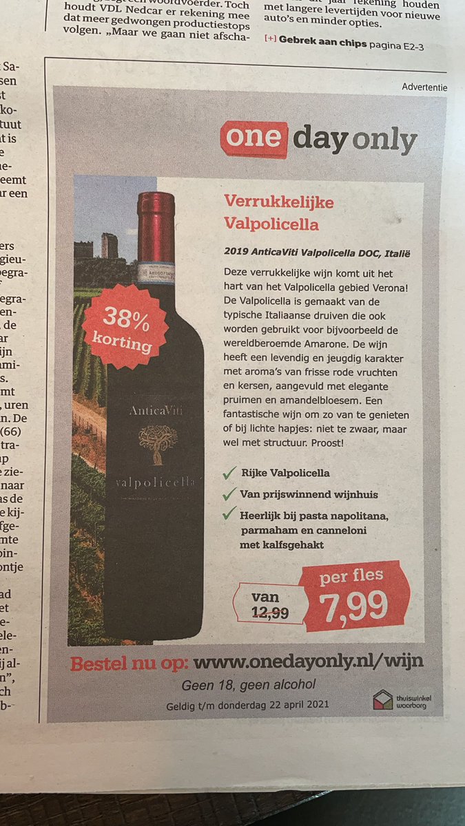 Prima aanbieding zou je denken... echter, in de krant van 1 &amp; 2 mei een beetje te laat <a href="/nrc/">NRC</a>