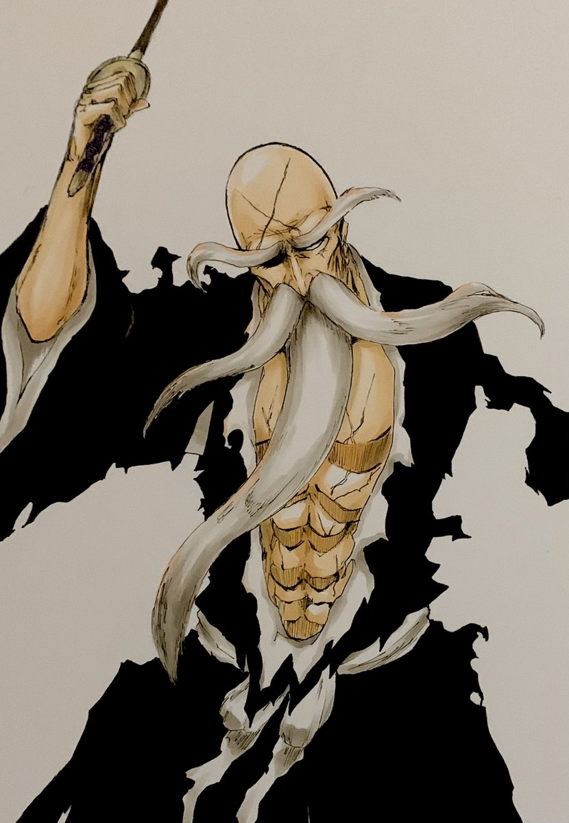 刀剣乱舞 山本元柳斎重國 卍解 残火の太刀 Bleach 蜜秀のイラスト