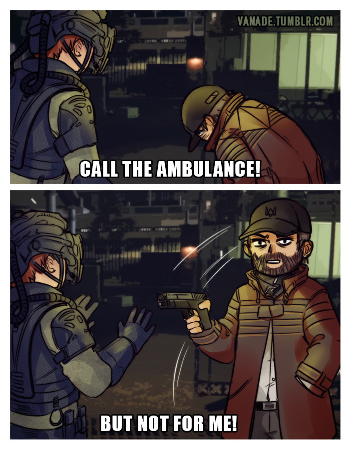 veetwentythree's tweet photo. happy birthday to aiden pearce and lemme just remind you all of this comic I made last year re: him being in legion for the Bloodlines DLC 🤣 https://t.co/g7Wzq8MkiC