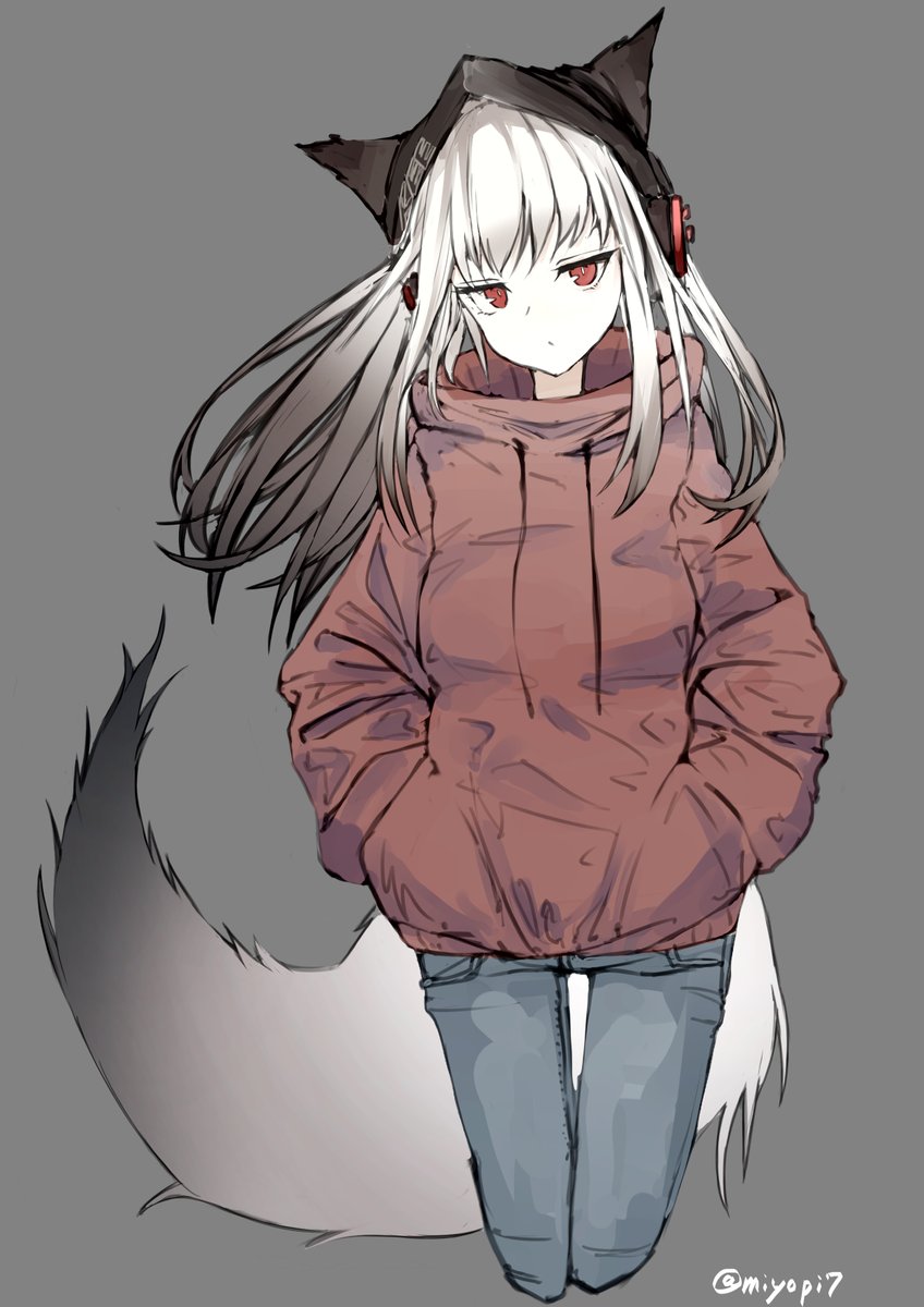 1girl solo tail animal ears fox tail red eyes fox ears  illustration images