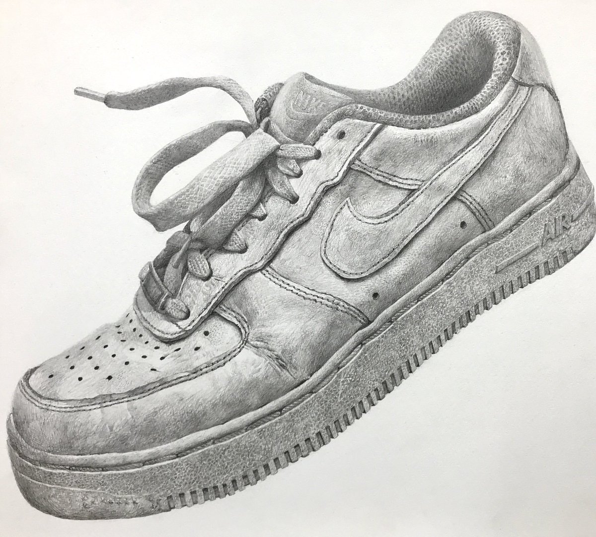 鉛筆で描いた エアフォース1と エアマックス7 センザキリョウスケのイラスト 鉛筆で描いた エアフォース1と エアマックス7 センザキリョウスケのイラスト