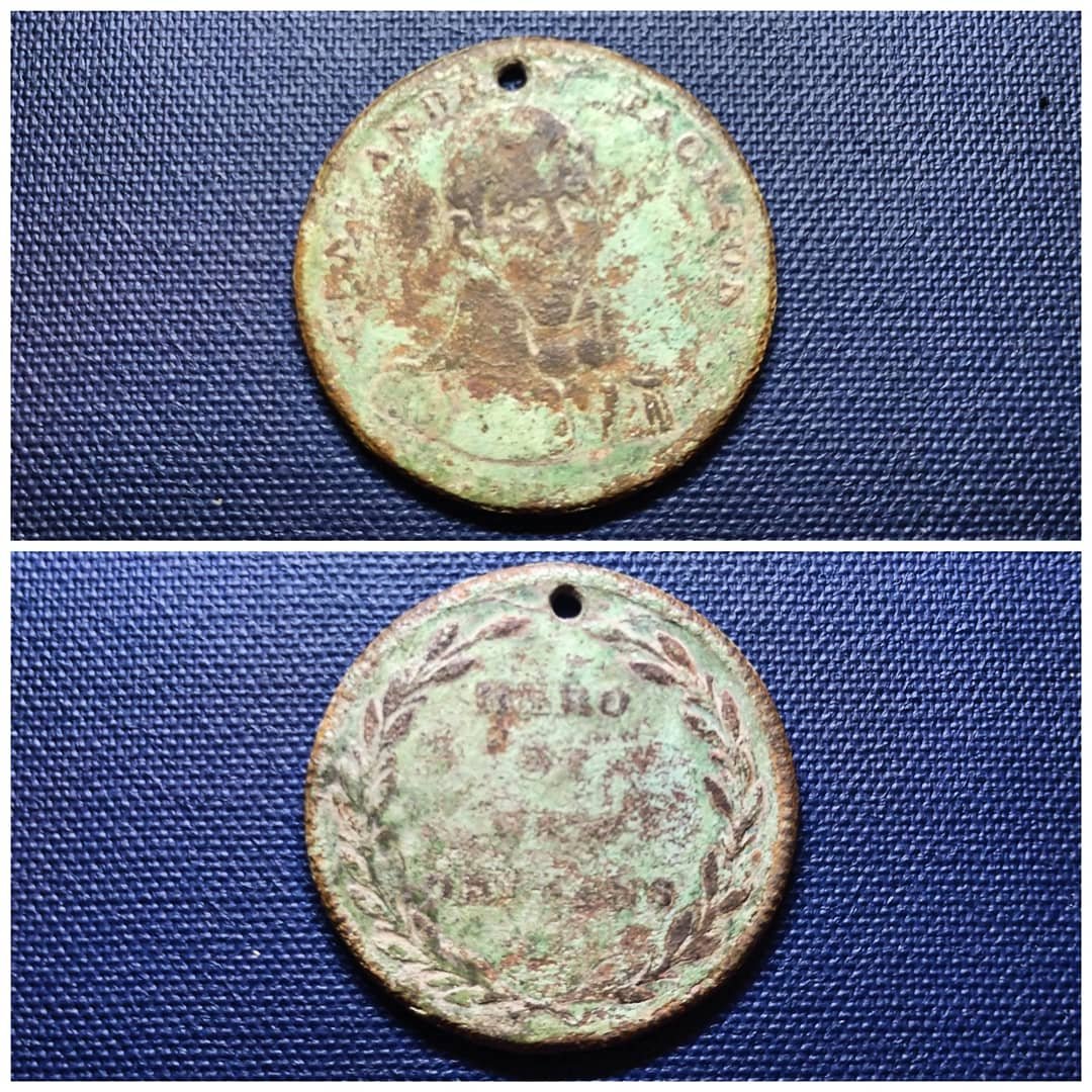 HistoryDig's tweet photo. Dug this 1824 Andrew Jackson "Hero of New Orleans" presidential campaign token the other day. One of the very first pres campaign tokens ever made. #History #metaldetecting #neworleans #president #sundayvibes #SundayFunday https://t.co/9MVgepRV8M