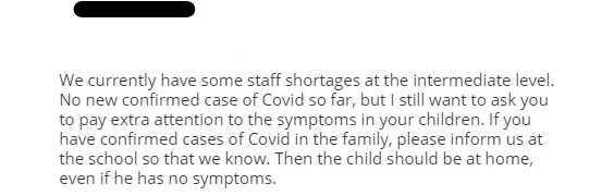 The messages are machine-translations.March: Some staff members were sick. No "new confirmed cases of covid so far". This would imply there were earlier cases, and I think I've read about them but I can't find any mention of them now.