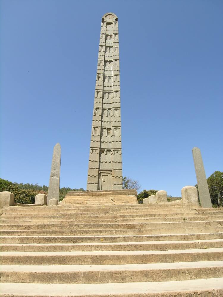 the aksumites erected several stelae (stone wooden slabs acting as monuments in pre-christian times) during their reign but one of them is the most famous of all. standing at 79 feet, the obelisk of axum is approximately 1700 years old and is found in present-day axum, ethiopia.