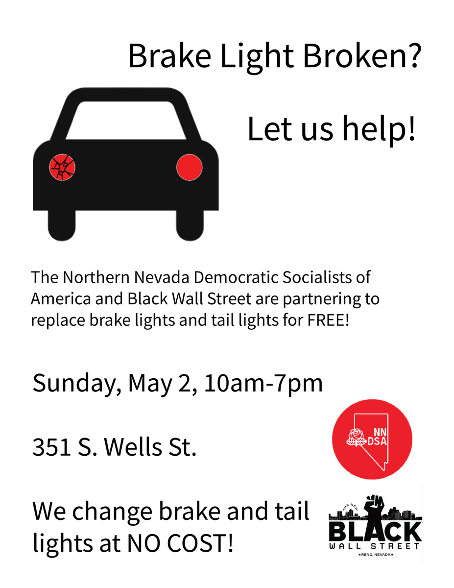 NNV_DSA's tweet photo. Come down to 351 S. Wells, Reno. We are replacing brake lights and tail lights for free! https://t.co/wlVI0C8GnD