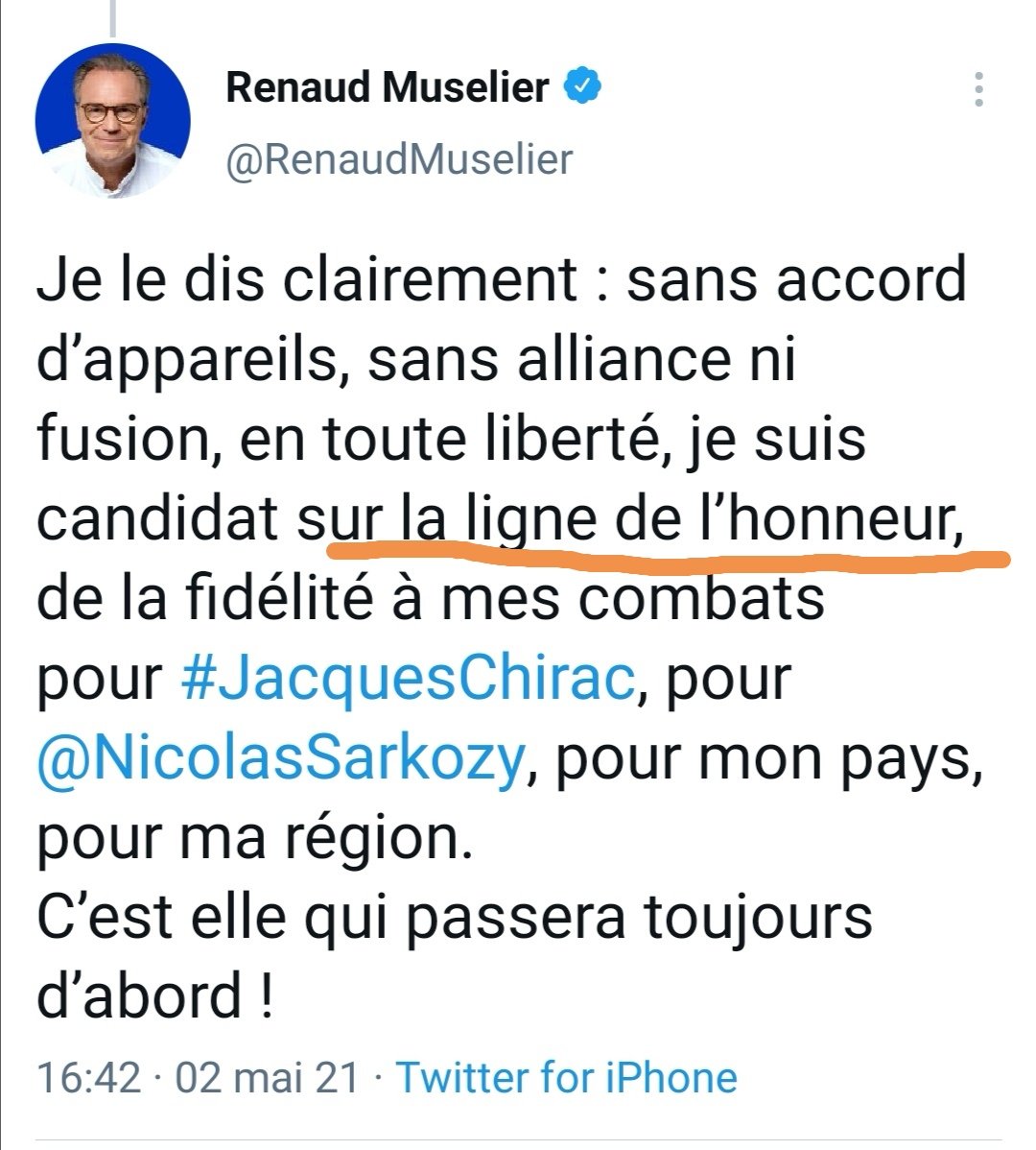 Geronimuslll's tweet photo. La conception de l'honneur, selon Renaud Muselier. https://t.co/t2FlSOf5yy
