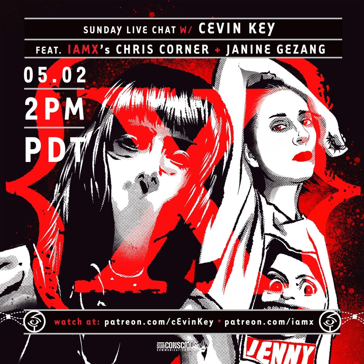 Join me on today’s Sunday hang with the mighty <a href="/cEvinKey/">cEvin Key</a> and Double C @iamx 
Streamed live on ours and cEvin’s Patreon pages for all patrons to watch! 
•
Patreon.com/IAMX #IAMX