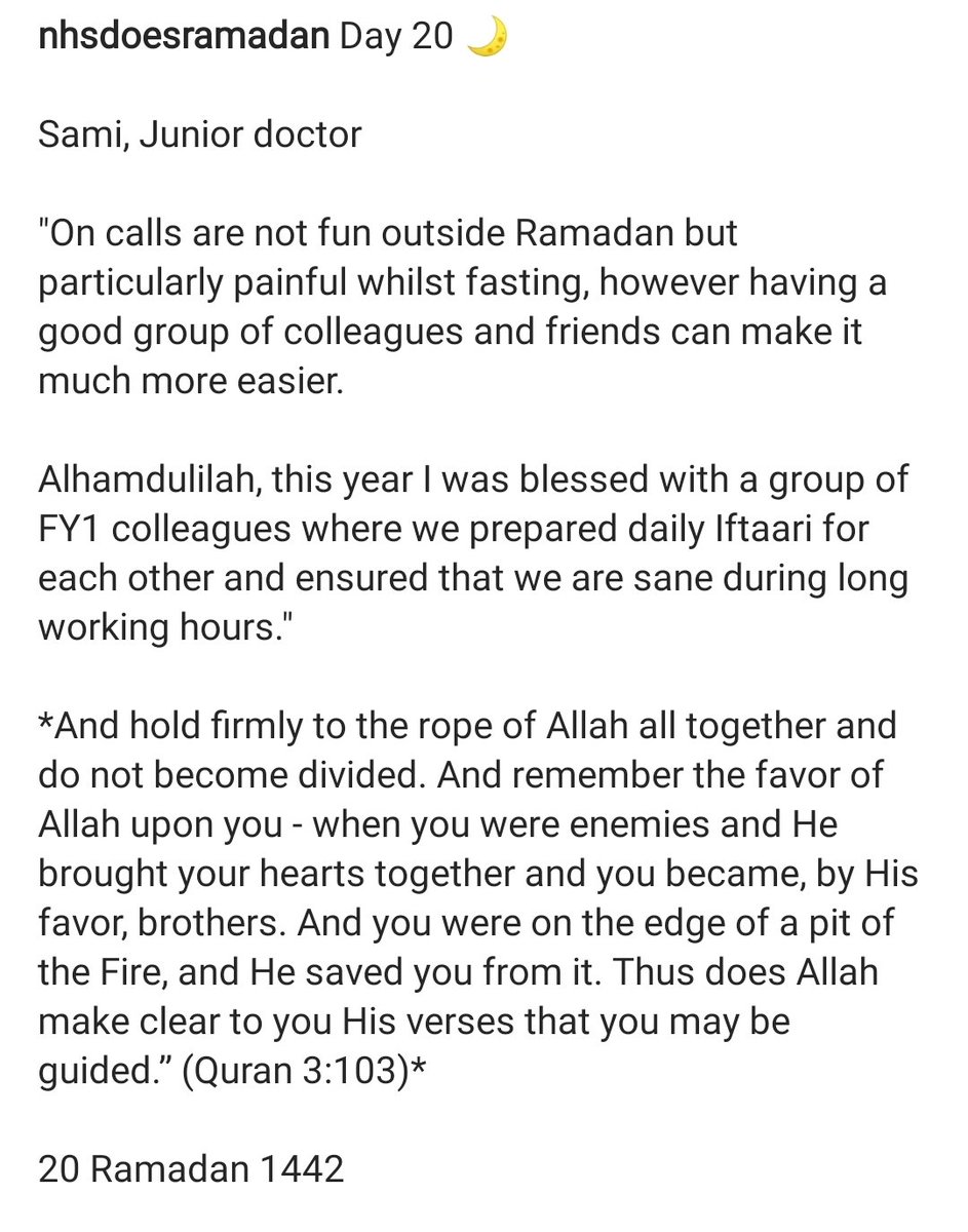 NHSdoesRamadan's tweet photo. Day 20 🌙 Sami, Junior doctor. #Ramadan #Ramadan2021 #NHSheroes #nhsdoesramadan https://t.co/lquO8IcjN5