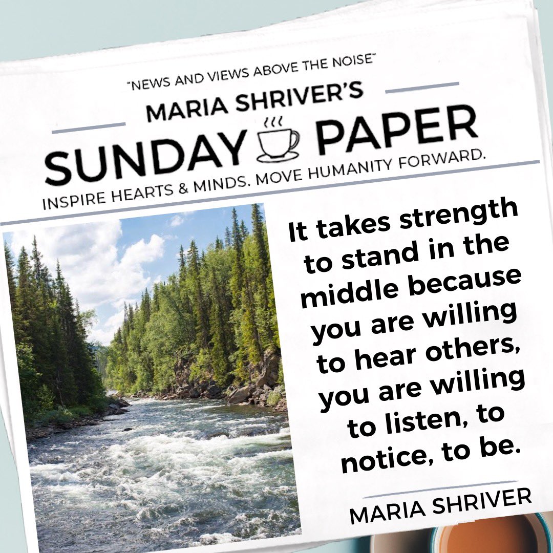 mariashriver's tweet photo. On this week’s #thesundaypaper, I’ve Been Thinking about meeting in the middle. It’s a place to be open. It’s a place where you can learn and be brave enough to unlearn in a profound way. To read more, head to https://t.co/SxjgCkipz7 https://t.co/reMHXJNuf5