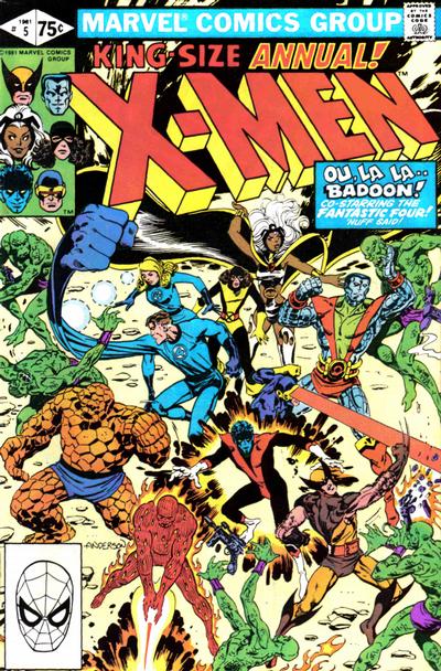 Okay. That was 5 more. Putting another pin in this because work's gotta get done. :)Quick bonus round:X-Men Annual #5 by Claremont, Anderson, & McLeod is just good, clean super hero FUN! The X-Men and FF team-up and beat up evil alien Badoon in an over-sized comic! Pure bliss.