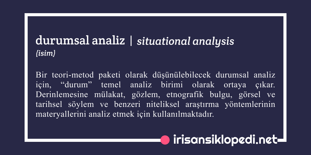 situational analysis | durumsal analiz (isim)

Yazar: 
Cansu Güner (<a href="/cansuguner/">Dr. Cansu Güner</a>)
 
Editör: 
Kaya Akyüz (@KayaAkyuez) 
 
Açıklamanın kendisi: 
irisansiklopedi.net/2020/03/22/sit…

#situationalanalysis #durumsalanaliz  #sts #irisansiklopedi #crowdsourced