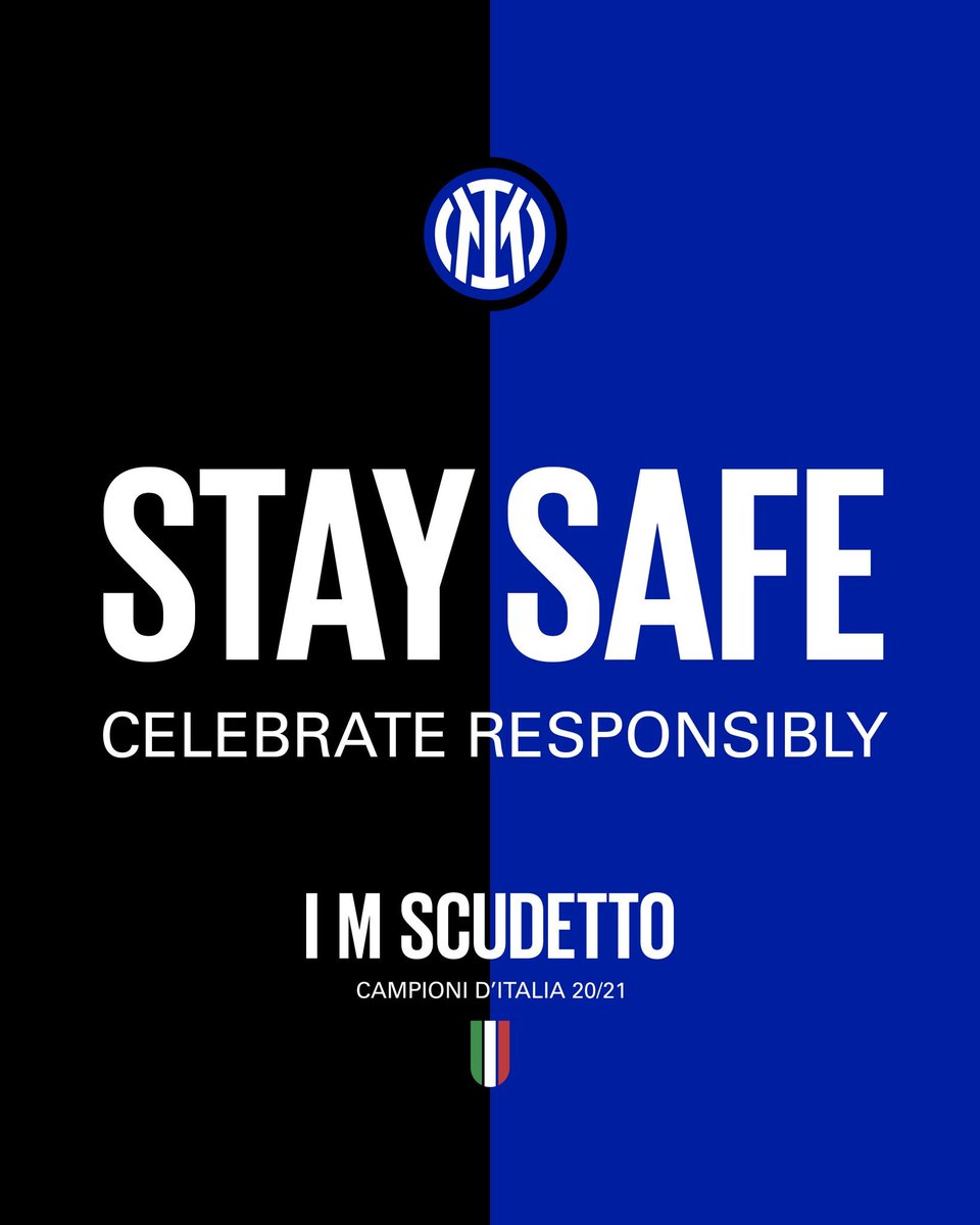 ¡Ahora es el momento para los #InterFans de celebrarlo! Una alegría genuina pero que invitamos a expresar de la manera más responsable posible. ¡También en esto somos campeones!

#IMScudetto #IMInter #ForzaInter