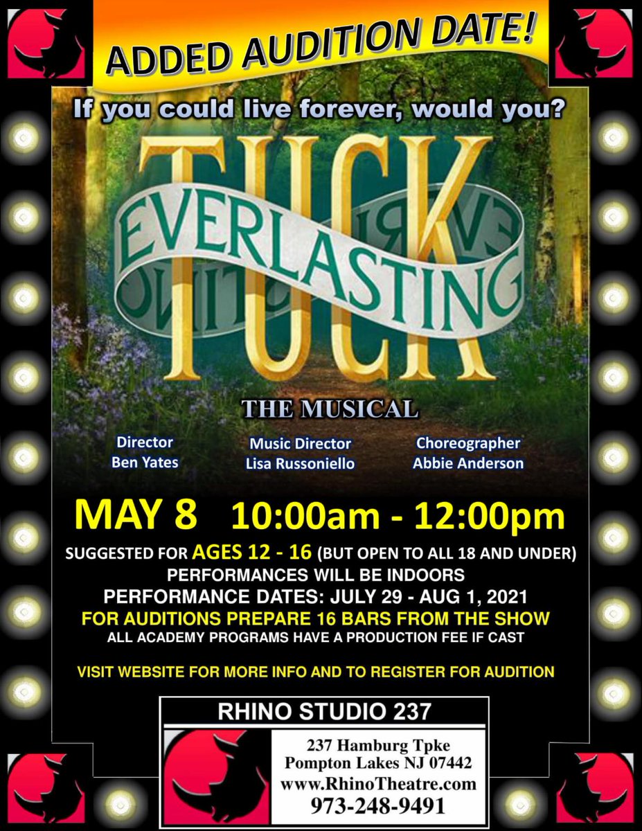 Auditions  Aristocats KIDS &amp; Tuck Everlasting conta.cc/3ucE7Ag