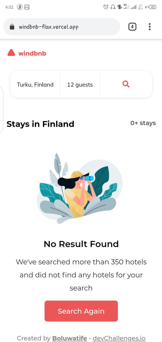 developerBolu's tweet image. Mehnnnn took a lot of energy to get this done😭 but it was definitely worth it🥺. Learnt about chaining multiple filters using methods + computed properties 😊. Challenge by @devchallengesio . Built with 💚 using @vuejs and SCSS. 
Link to solution - windbnb-flax.vercel.app