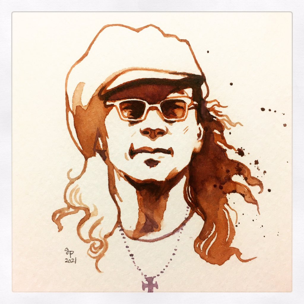 gampy's tweet image. 本命🎵

#白井良明　さん
#ムーンライダーズ 
#forinstance
#watercolor
#fanart 

#連休はみんなで推しの絵を描いてキャッキャしようよ