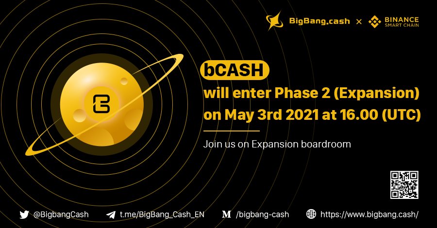 BigbangCash's tweet photo. Thrilled to announce, that we are entering Phase 2 with bCash planet 🪐 Join us in historical moment!
#bcash #bigbangcash #defi
@binance @BinanceChain @bsc_daily https://t.co/utS5mQw9zH