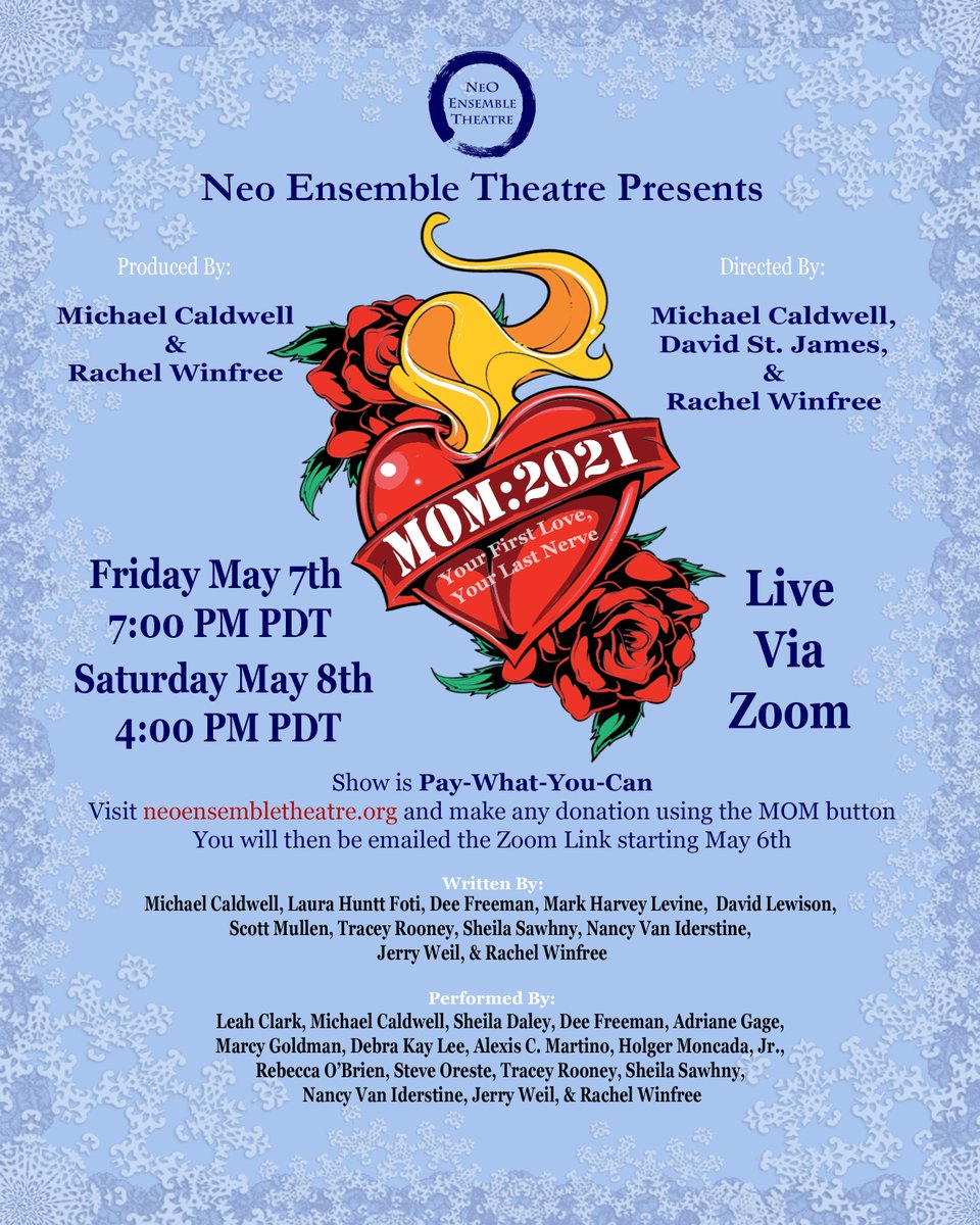 My monologue "Jo" included in "MOM:2021" from <a href="/NEOEnsemble/">NEO Ensemble Theatre</a> next Friday and Saturday May 7th and 8th - details at neoensembletheatre.org Thanks and break a leg to all involved!