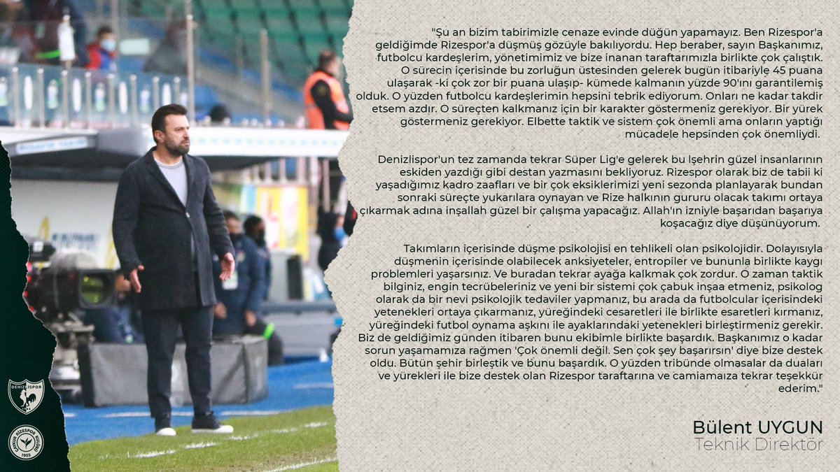 🎙️ Teknik Direktörümüz Bülent Uygun'dan maç sonu açıklaması.

#DENvÇRS