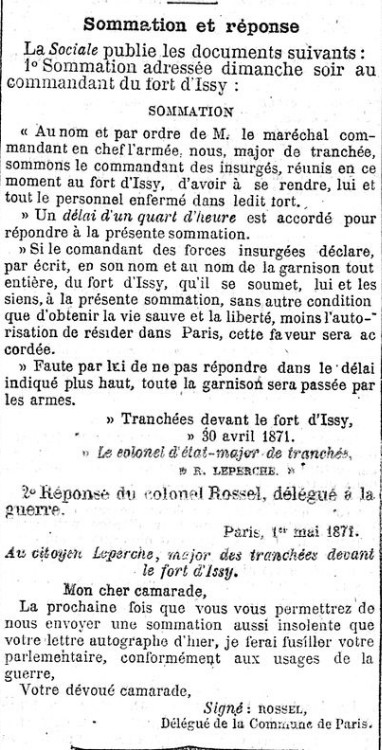 1870Paris's tweet photo. 8 &amp; 9 Mai 1871:

"La dernière sommation du Gouvernement de Versailles aux Parisiens, parue hier dans les journaux du soir, annonçant que les Ponts-Levi seront canonnés s’ils sont levés, est de nature à faire penser que la grande action est proche…"

https://t.co/2mDSxlHFRr https://t.co/1vAiJNne8r