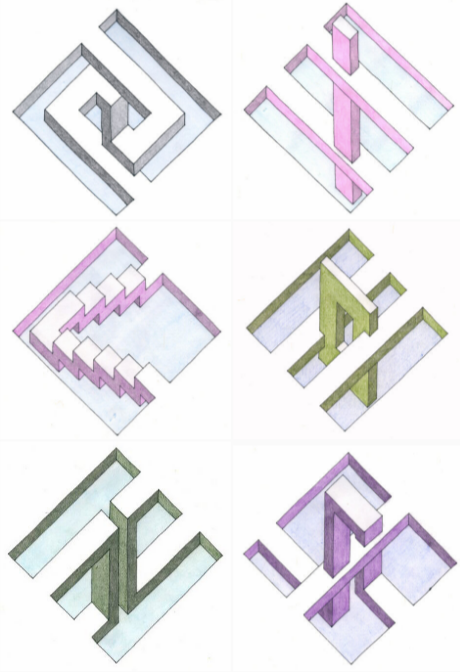 Rainmaker1973's tweet image. Oscar Reutersvärd (1915–2002), widely acknowledged as “the father of the impossible figure”, was a Swedish graphic artist who in 1934 pioneered the art of 3D drawings which may initially appear feasible, yet cannot be physically constructed [read more: buff.ly/2DaSsoj]