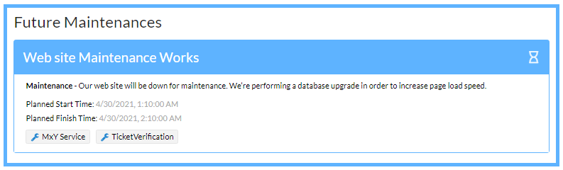 StatusEntry's tweet photo. Our new feature: Scheduled Maintenance 📢

Scheduled maintenance is the easiest way to inform your customers who use your product that you are unavailable for a certain period of time due to maintenance work. #scheduled #maintenance  
📌For more details: https://t.co/AzOpUCpOCu https://t.co/OQL8QcyoNb