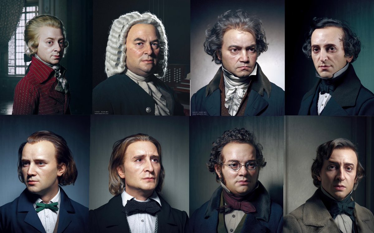 LaMusicaClasica's tweet photo. ¿Conocías el impresionante trabajo de @HadiKarimi_Art?
Este escultor digital revive los rostros de los principales compositores de la música clásica (entre otros trabajos) a partir de fotos, cuadros o máscaras mortuorias.
¿A cuántos de estos compositores puedes reconocer? 🤔 https://t.co/PnWikx7v47