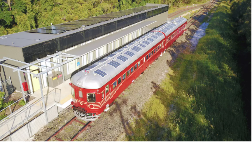 MyplanetF's tweet photo. This Is The World’s First Fully Solar Train
In an Australian beach town, surfers get their boards to the coast using renewable-powered transit. #solarenergy #renewableenergy #ourplanetfirst #savetheplanet https://t.co/FhCJFUieUJ