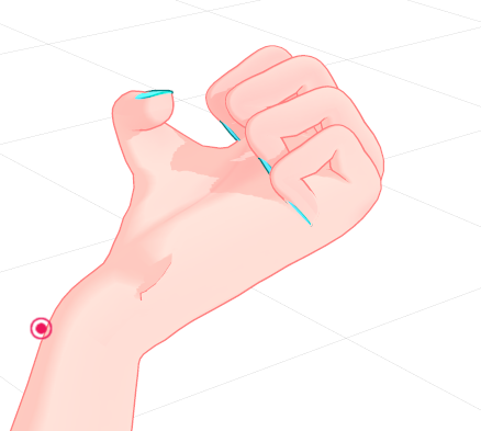 メモ 手のここと 手首ボーン位置 指ボーンの向き確認 ミカノん モデリング中のイラスト