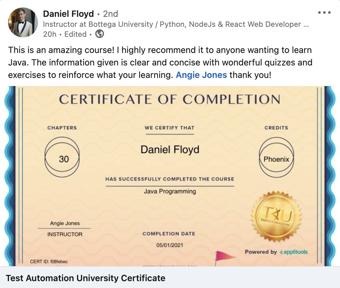 techgirl1908's tweet image. For anyone wanting to learn Java, just a reminder that I have an engaging course available just for you! And it's FREE ❤️
👉🏾 testautomationu.applitools.com/java-programmi…