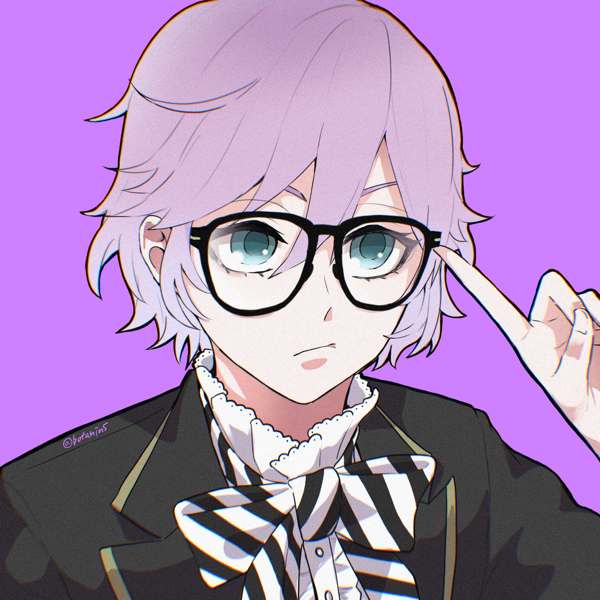 male focus 1boy glasses solo bow bowtie jacket  illustration images