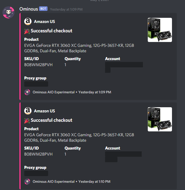 oh my goodness @OminousAIO @OminousSuccess brrr goes brrrr. p: @EssentiaIsProxy s: @TheHypeProxies