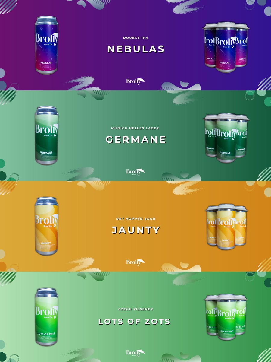 Four new beers coming soon.

1) Double IPA - Nebulas
2) Munich Helles Lager - Germane
3) Dry Hopped Sour - Jaunty
4) Czech Pilsener - Lots of Zots

What one are you trying first?