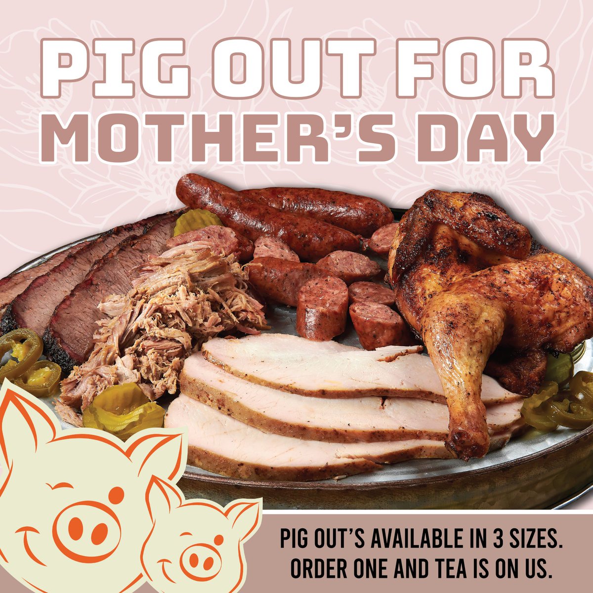 gradysbarbecue's tweet image. Leave the cooking to us this Mother's Day!🍖🍗💕 Enjoy a Pig Out with your loved ones and call your local Grady's to place your order today!