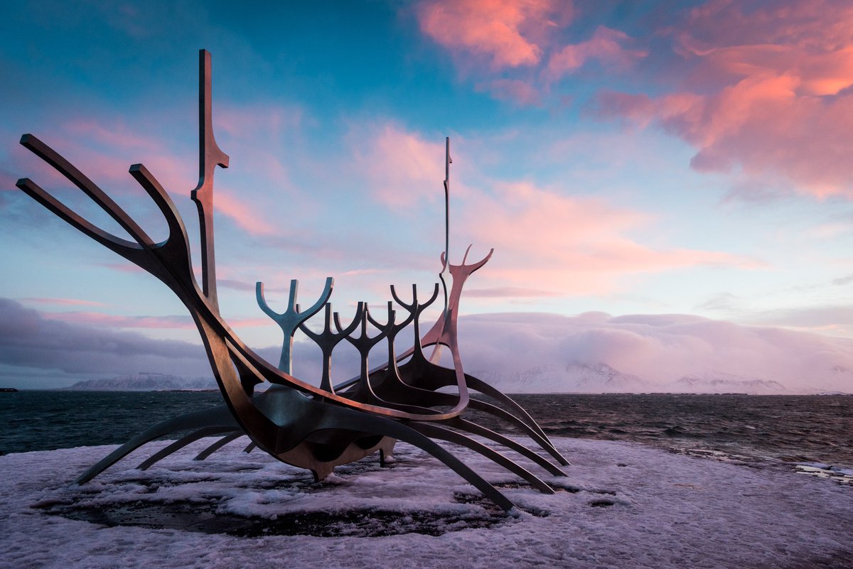 dschreckling's tweet photo. #Solfar sculpture in #Reykjavik is an easy spot for #sunrise #SundaySunsets @RoarLoudTravel @MadHattersNYC @GalsWander @SonjaSwissLife https://t.co/FwkiZ2qXXH