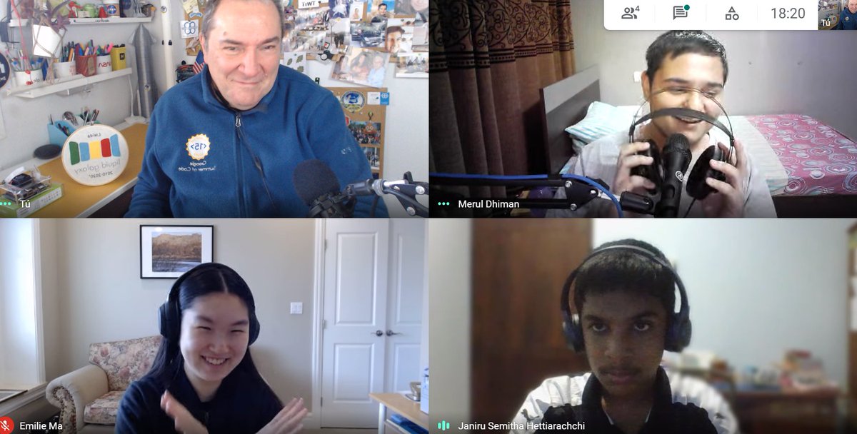 Our young #OpenSource developers at the <a href="/_liquidgalaxy/">_liquidgalaxy</a> project continue their monthly podcast talking about OS projects and tech, Janiru from Sri Lanka (14), Emilie from Vancouver (15) and Merul from India (18) and now @gsoc mentor have recorded today our 8th #GCiersPodcast