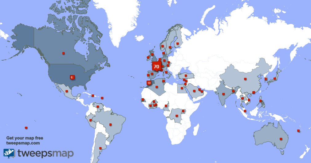 Merci beaucoup à mes 5 nouveaux abonnés qui vivent en: France, et plus la semaine dernière. tweepsmap.com/!fmchevalier