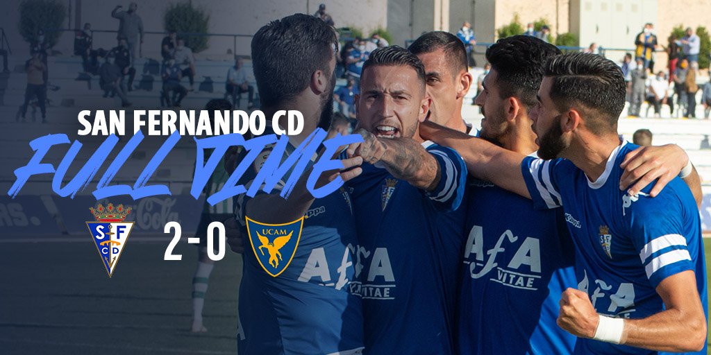 🔵 FINAL DE PARTIDO ⚪ 
⚔ San Fernando CD 2 - 0 <a href="/UCAMMurciaCF/">UCAM Murcia CF</a> 
#VamosSanFernando #SanFernandoUCAMMurcia