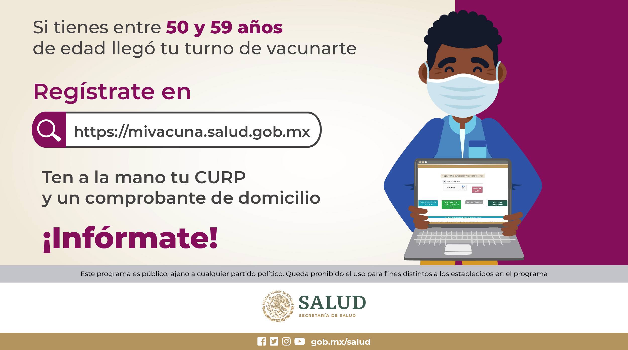 Telecomm On Twitter Si Tienes Entre 50 Y 59 Anos De Edad Llego Tu Momento De Vacunarte Registrate En Https T Co Ndg868hrxc Manten Las Medidassanitarias E Informate En Fuentes Oficiales La Mejor Vacuna