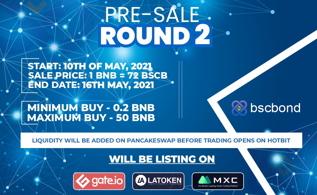 DEAR COMMUNITY,

WE PLEASED TO ANNOUNCE THAT PRE-SALE ROUND 2 IS LIVE.

USE THIS LINK TO PARTICIPATE bscbond.com/presale/