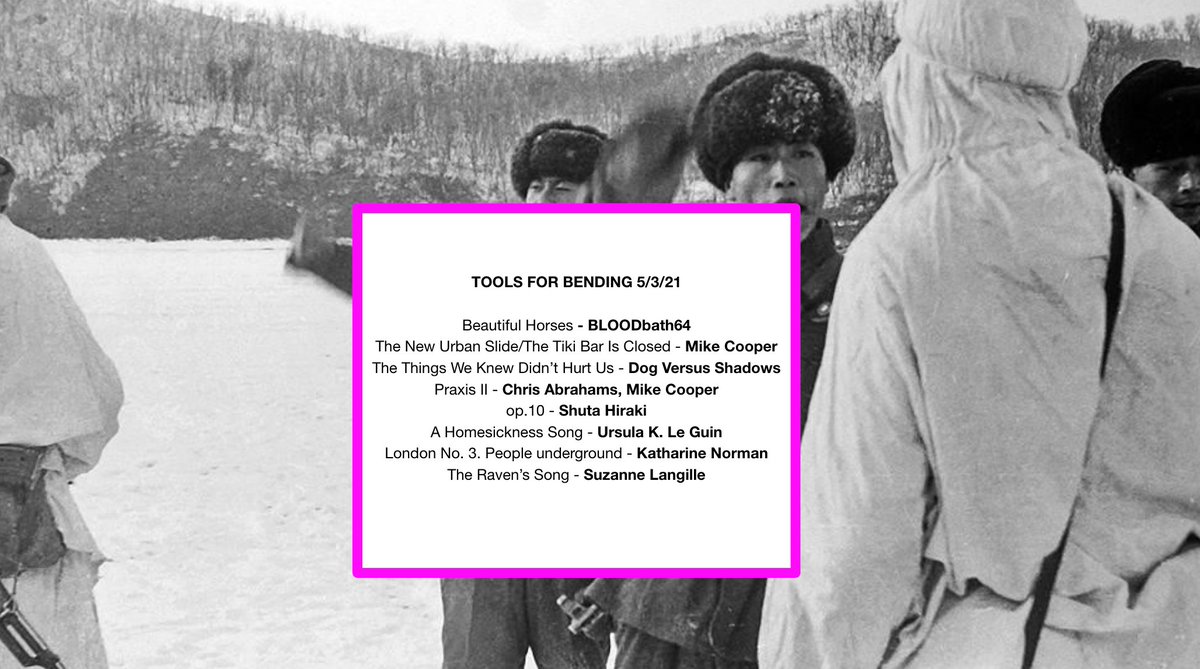 Lush soundscapes, the London underground and beautiful horses (beautiful horses beautiful horses beautiful horses) on last week's episode of Tools For Bending. Take a listen! 

kpiss.fm/episode/tools-…