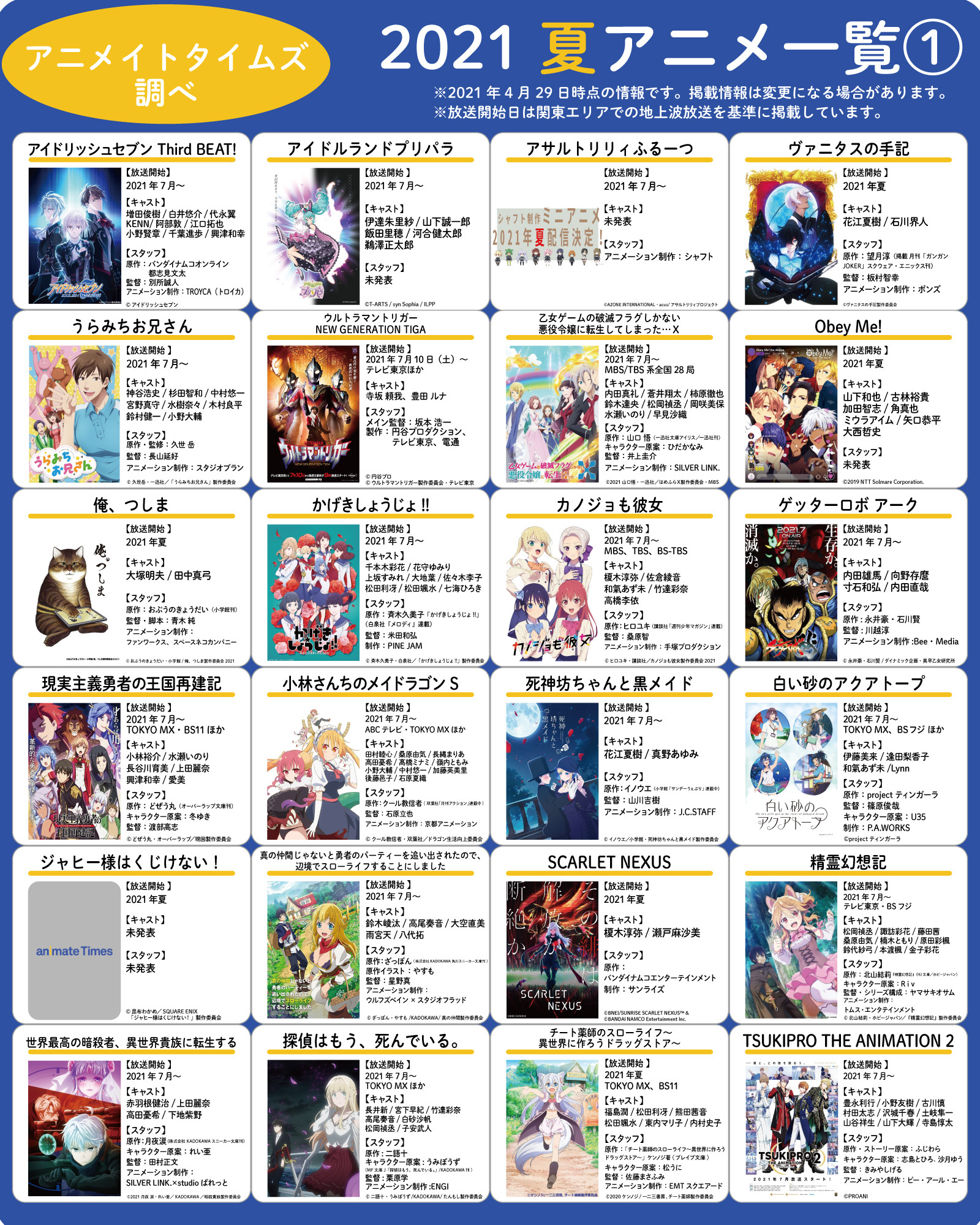 夏アニメ 2021 一覧